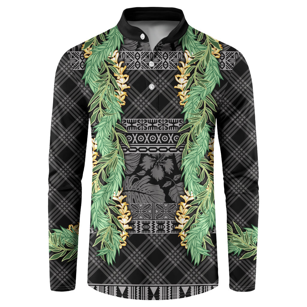 Hawai'i Paniolo Maile Twisted Lei Button Sweatshirt Obsidian Black LT7 Black - Polynesian Pride