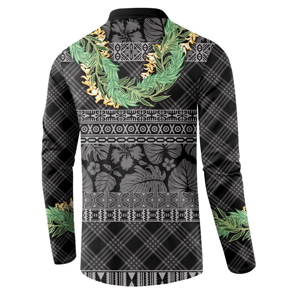 Hawai'i Paniolo Maile Twisted Lei Button Sweatshirt Obsidian Black LT7 - Polynesian Pride