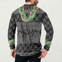Hawai'i Paniolo Maile Twisted Lei Button Sweatshirt Obsidian Black LT7 - Polynesian Pride