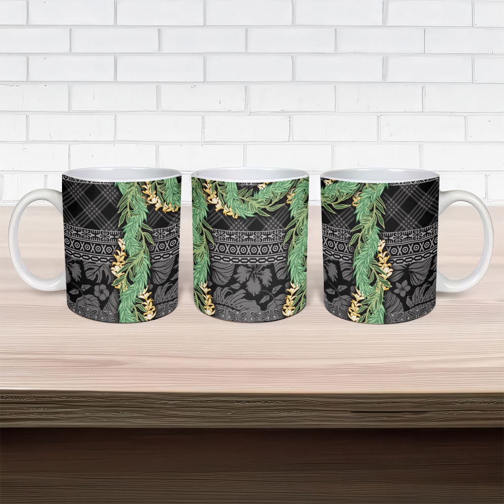 Hawai'i Paniolo Maile Twisted Lei Ceramic Mug Obsidian Black LT7 - Polynesian Pride
