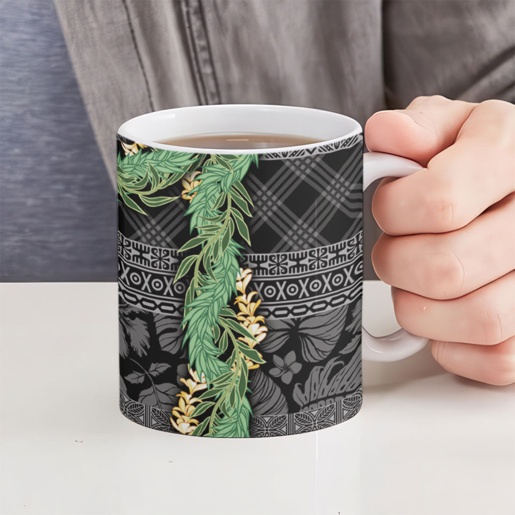 Hawai'i Paniolo Maile Twisted Lei Ceramic Mug Obsidian Black LT7 - Polynesian Pride