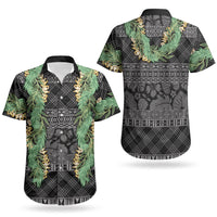 Hawai'i Paniolo Maile Twisted Lei Couples Matching Puletasi and Hawaiian Shirt Obsidian Black LT7 - Polynesian Pride