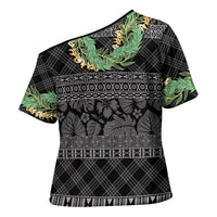 Hawai'i Paniolo Maile Twisted Lei Cross Shoulder Shirt Obsidian Black LT7 - Polynesian Pride
