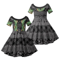 Hawai'i Paniolo Maile Twisted Lei Family Matching Summer Maxi Dress and Hawaiian Shirt Obsidian Black LT7 Daughter's Dress Black - Polynesian Pride