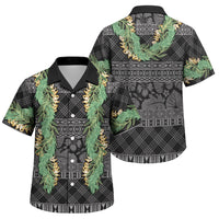 Hawai'i Paniolo Maile Twisted Lei Family Matching Tank Maxi Dress and Hawaiian Shirt Obsidian Black LT7 Son's Shirt Black - Polynesian Pride