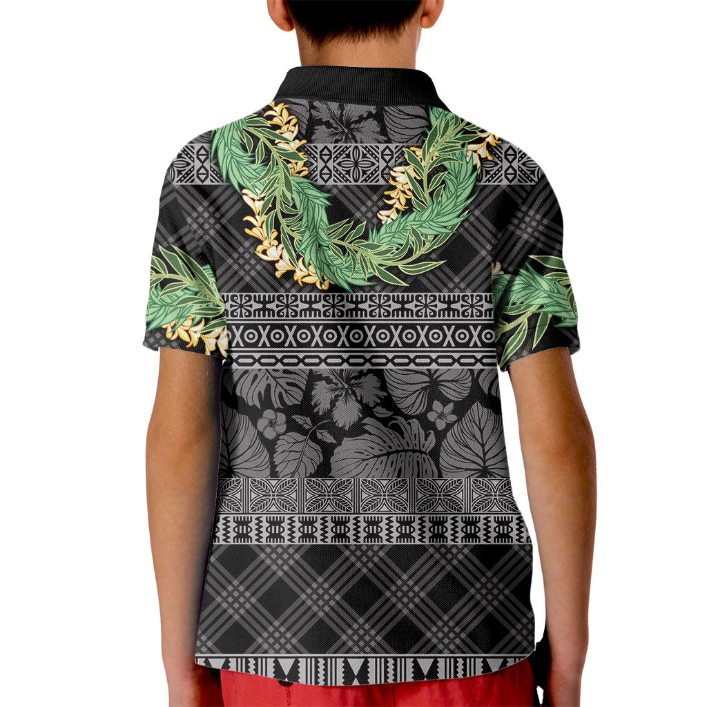 Hawai'i Paniolo Maile Twisted Lei Kid Polo Shirt Obsidian Black LT7 - Polynesian Pride