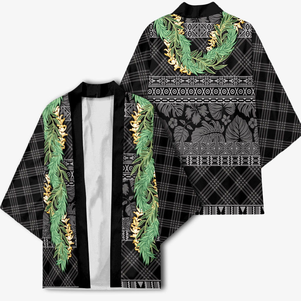 Hawai'i Paniolo Maile Twisted Lei Kimono Obsidian Black LT7 - Polynesian Pride