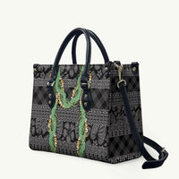 Hawai'i Paniolo Maile Twisted Lei Leather Bag Obsidian Black LT7 Black - Polynesian Pride