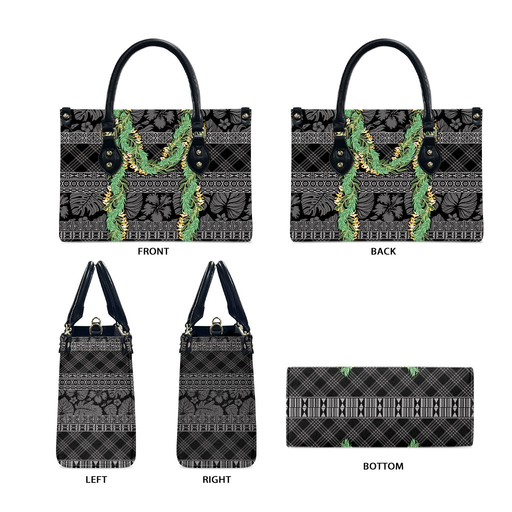 Hawai'i Paniolo Maile Twisted Lei Leather Bag Obsidian Black LT7 - Polynesian Pride