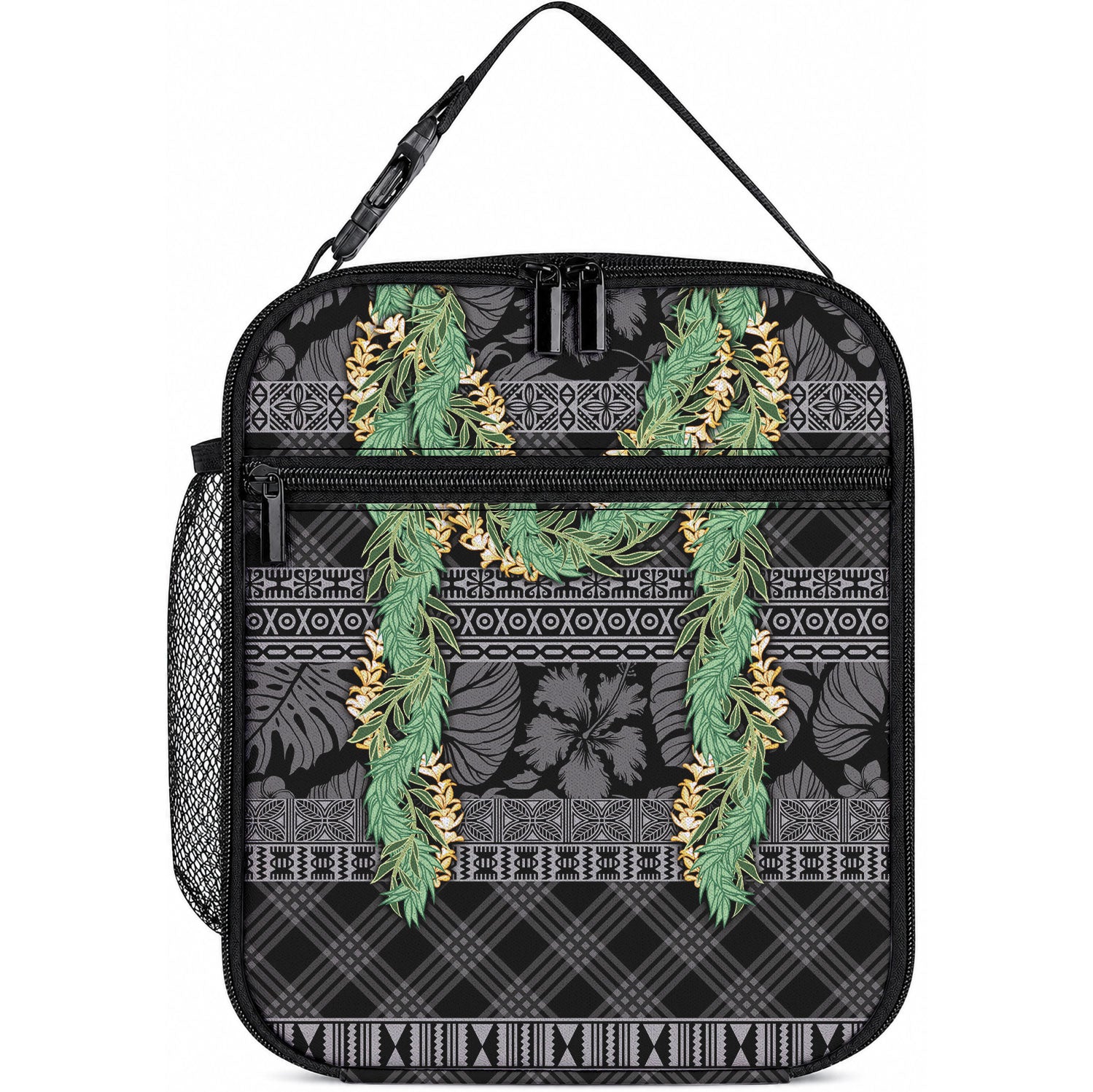 Hawai'i Paniolo Maile Twisted Lei Lunch Bag Obsidian Black LT7 10.2 × 8.3 × 4.3 inch Black - Polynesian Pride