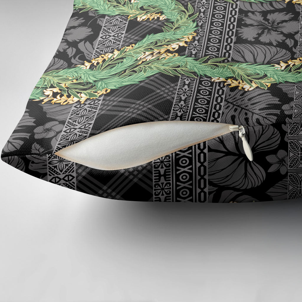 Hawai'i Paniolo Maile Twisted Lei Pillow Cover Obsidian Black LT7 - Polynesian Pride