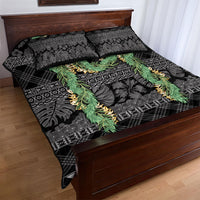 Hawai'i Paniolo Maile Twisted Lei Quilt Bed Set Obsidian Black LT7 - Polynesian Pride