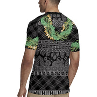 Hawai'i Paniolo Maile Twisted Lei Rugby Jersey Obsidian Black LT7 - Polynesian Pride