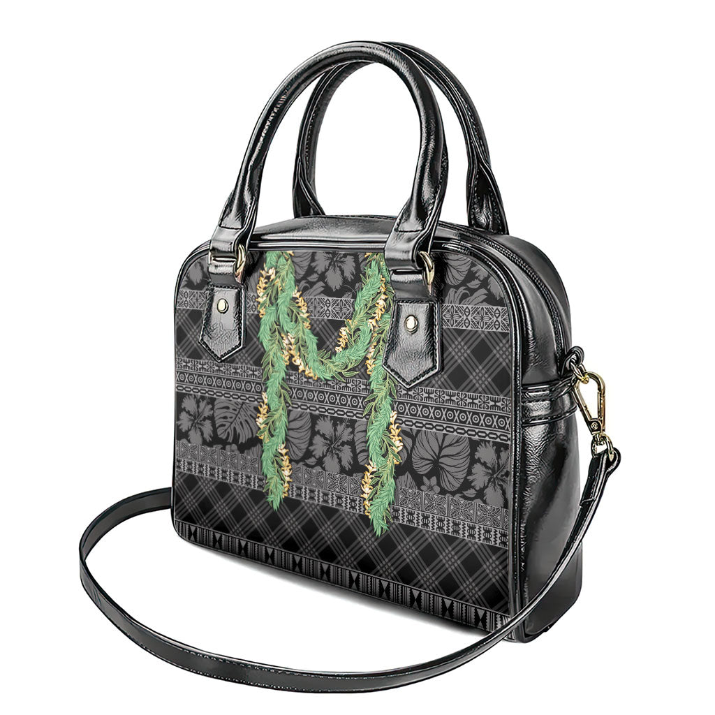 Hawai'i Paniolo Maile Twisted Lei Shoulder Handbag Obsidian Black LT7 - Polynesian Pride