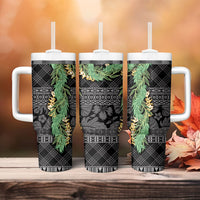 Hawai'i Paniolo Maile Twisted Lei Tumbler With Handle Obsidian Black LT7 - Polynesian Pride