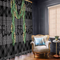 Hawai'i Paniolo Maile Twisted Lei Window Curtain Obsidian Black LT7 - Polynesian Pride