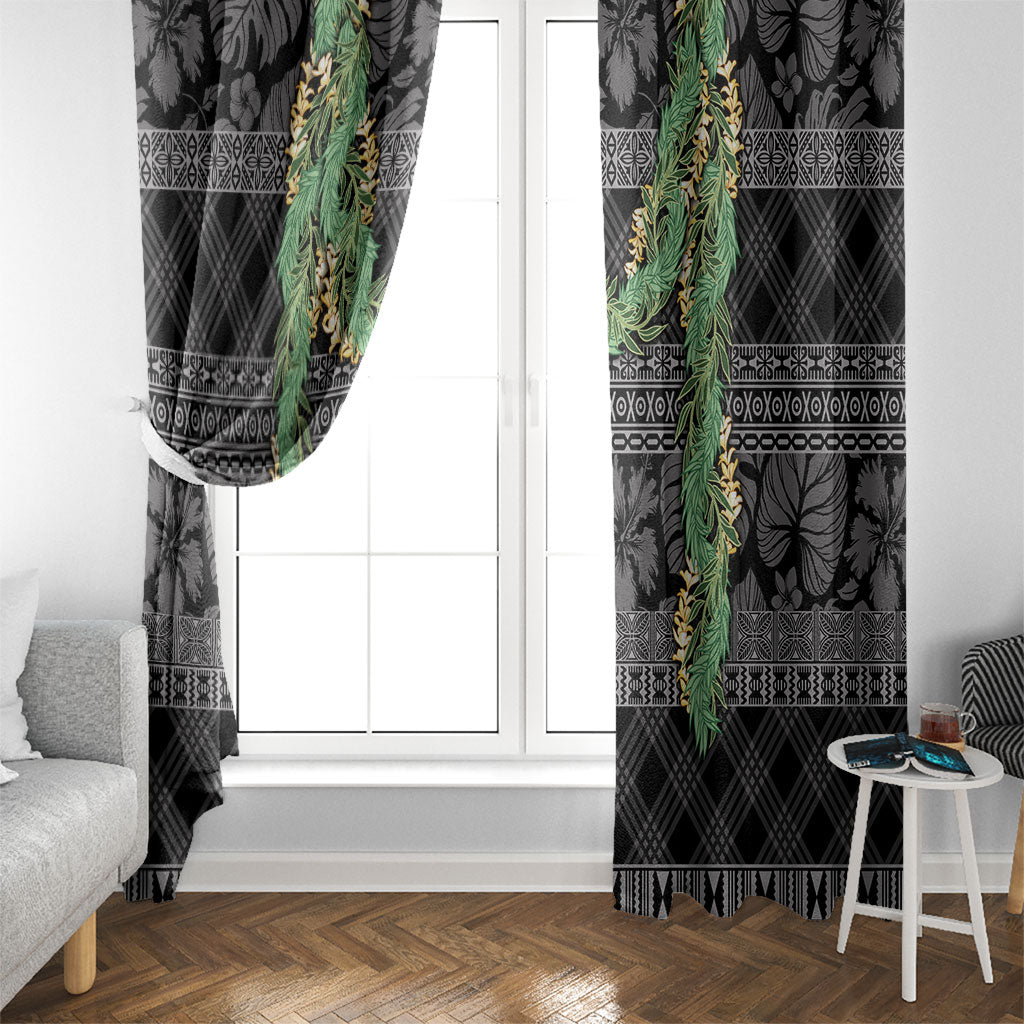 Hawai'i Paniolo Maile Twisted Lei Window Curtain Obsidian Black LT7 - Polynesian Pride