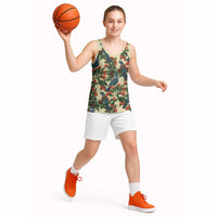 New Zealand Christmas Basketball Jersey Romantic Tui Birds on Pohutukawa - Ivory - Polynesian Pride