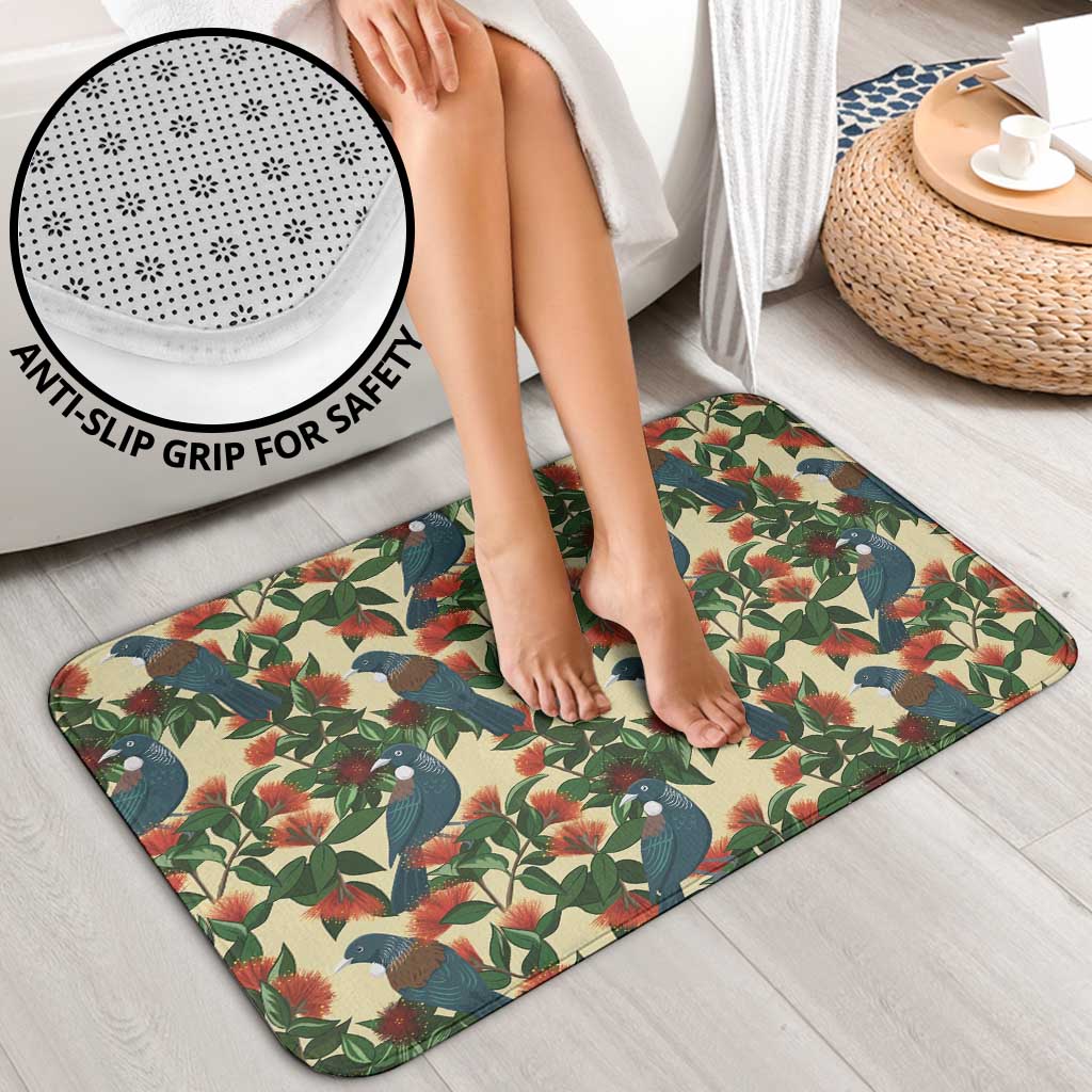 New Zealand Christmas Bathroom Set Romantic Tui Birds on Pohutukawa - Ivory - Polynesian Pride