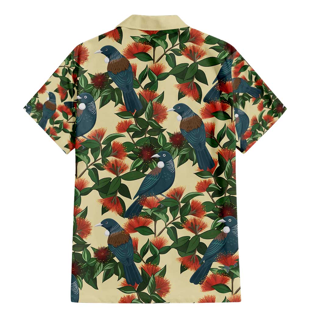 New Zealand Christmas Family Matching Mermaid Dress and Hawaiian Shirt Romantic Tui Birds on Pohutukawa - Ivory LT7 - Polynesian Pride