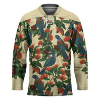 New Zealand Christmas Hockey Jersey Romantic Tui Birds on Pohutukawa - Ivory - Polynesian Pride