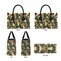 New Zealand Christmas Leather Bag Romantic Tui Birds on Pohutukawa - Ivory - Polynesian Pride