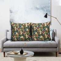 New Zealand Christmas Pillow Cover Romantic Tui Birds on Pohutukawa - Ivory - Polynesian Pride