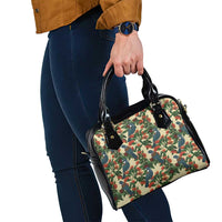 New Zealand Christmas Shoulder Handbag Romantic Tui Birds on Pohutukawa - Ivory - Polynesian Pride