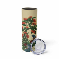 New Zealand Christmas Skinny Tumbler Romantic Tui Birds on Pohutukawa - Ivory LT7 - Polynesian Pride