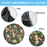 New Zealand Christmas Spare Tire Cover Romantic Tui Birds on Pohutukawa - Ivory - Polynesian Pride