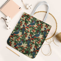 New Zealand Christmas Tote Bag Romantic Tui Birds on Pohutukawa - Ivory - Polynesian Pride
