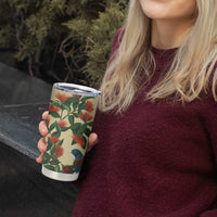 New Zealand Christmas Tumbler Cup Romantic Tui Birds on Pohutukawa - Ivory - Polynesian Pride