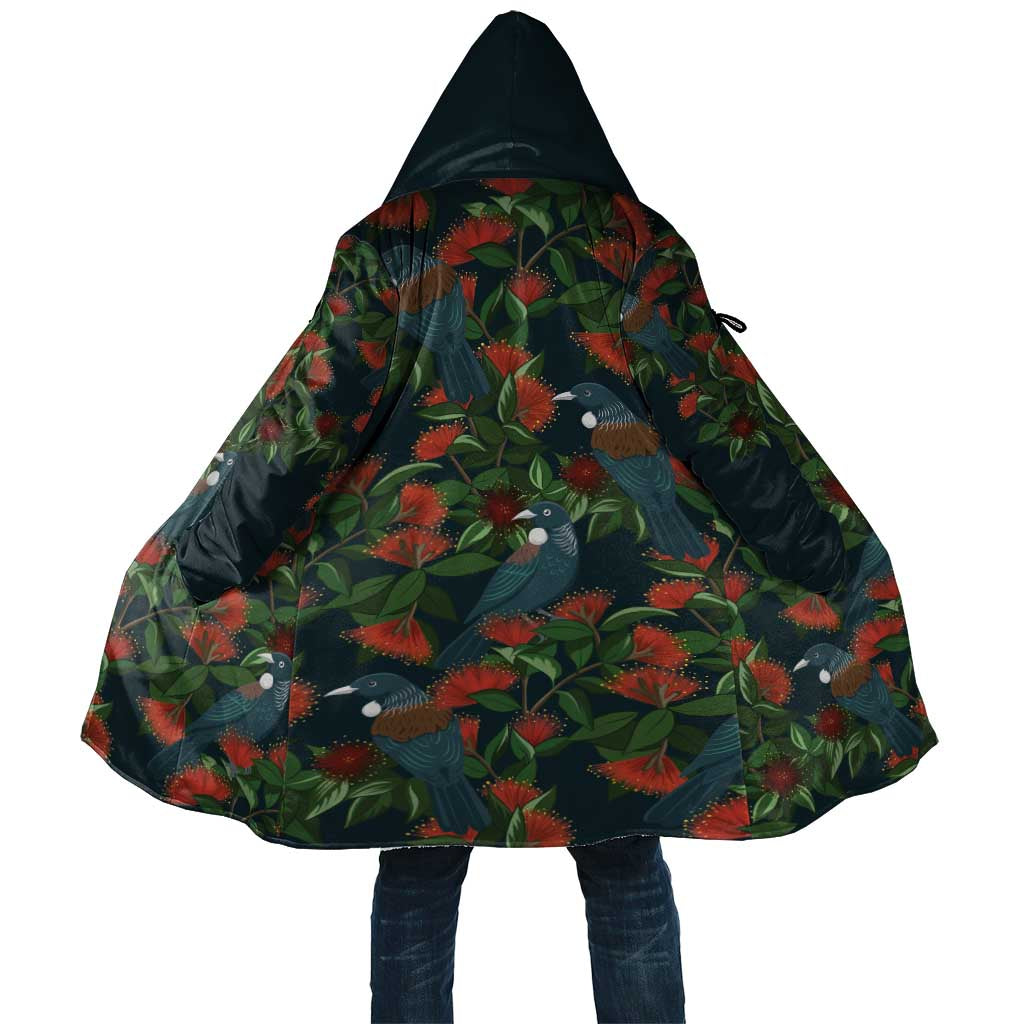 New Zealand Christmas Cloak Romantic Tui Birds on Pohutukawa - Cobalt - Polynesian Pride