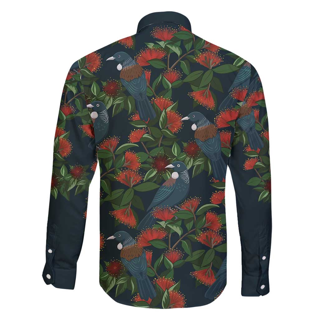 New Zealand Christmas Family Matching Puletasi and Hawaiian Shirt Romantic Tui Birds on Pohutukawa - Cobalt LT7 - Polynesian Pride