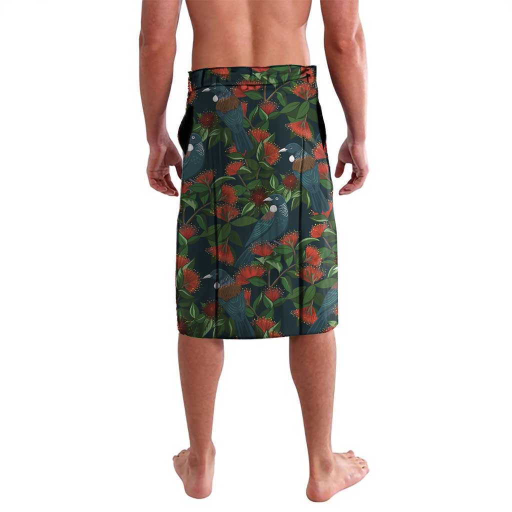 New Zealand Christmas Lavalava Romantic Tui Birds on Pohutukawa - Cobalt - Polynesian Pride