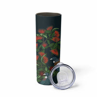 New Zealand Christmas Skinny Tumbler Romantic Tui Birds on Pohutukawa - Cobalt LT7 - Polynesian Pride