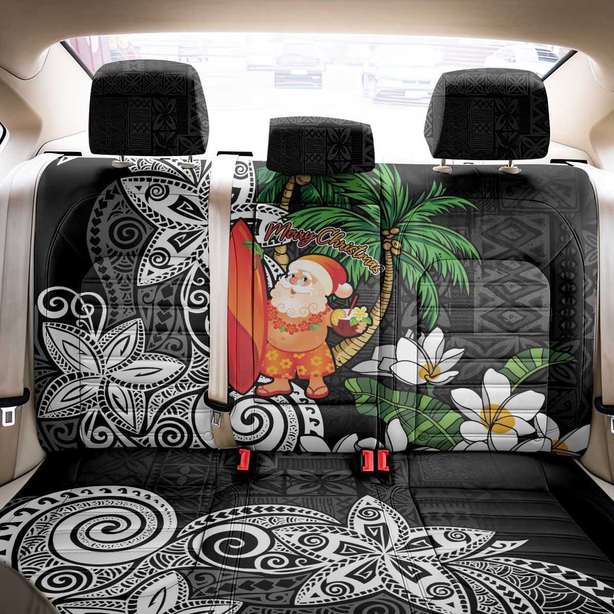 Polynesian Back Car Seat Cover Tropical Santa - Plumeria Black Vintage LT7 - Polynesian Pride
