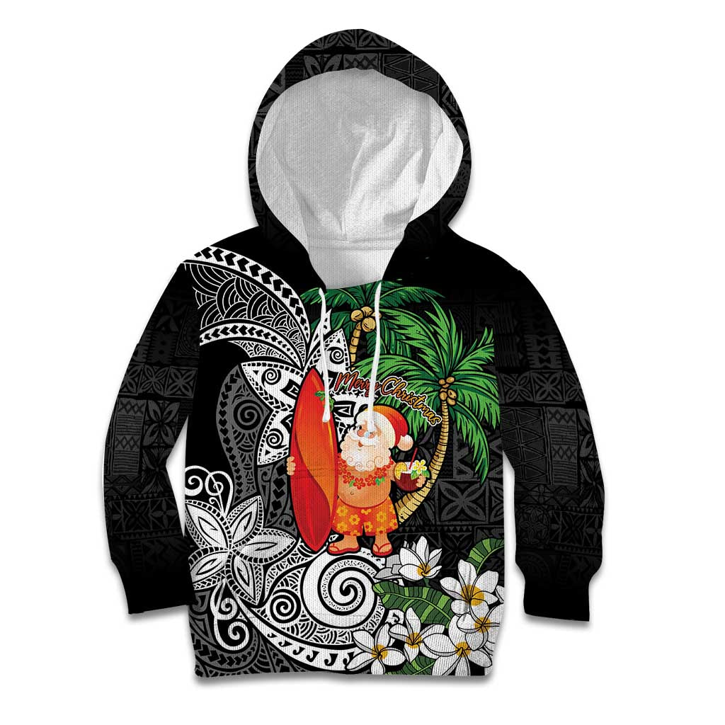 Polynesian Kid Hoodie Tropical Santa - Plumeria Black Vintage LT7 Hoodie Black - Polynesian Pride