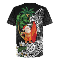 Polynesian Rugby Jersey Tropical Santa - Plumeria Black Vintage LT7 - Polynesian Pride