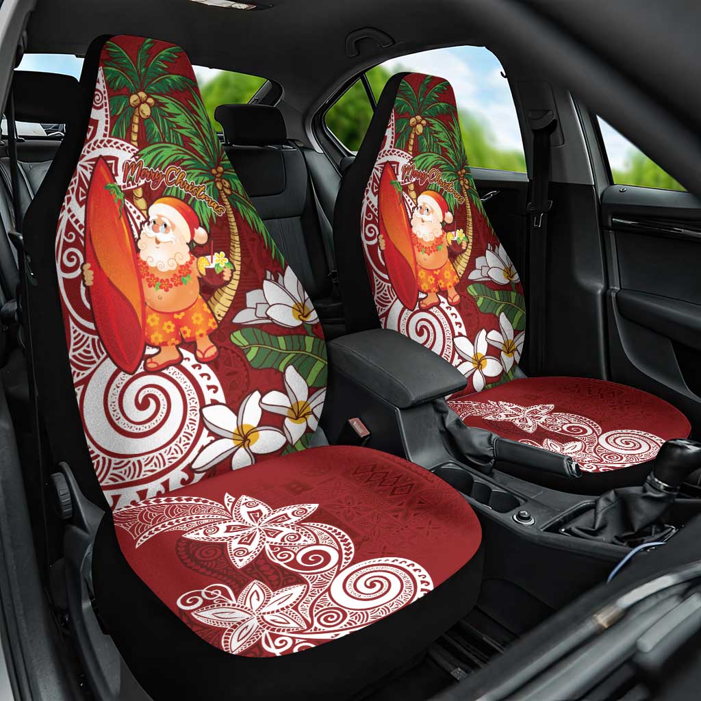 Polynesian Car Seat Cover Tropical Santa - Plumeria Red Vintage LT7 One Size Red - Polynesian Pride