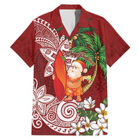 Polynesian Family Matching Mermaid Dress and Hawaiian Shirt Tropical Santa - Plumeria Red Vintage