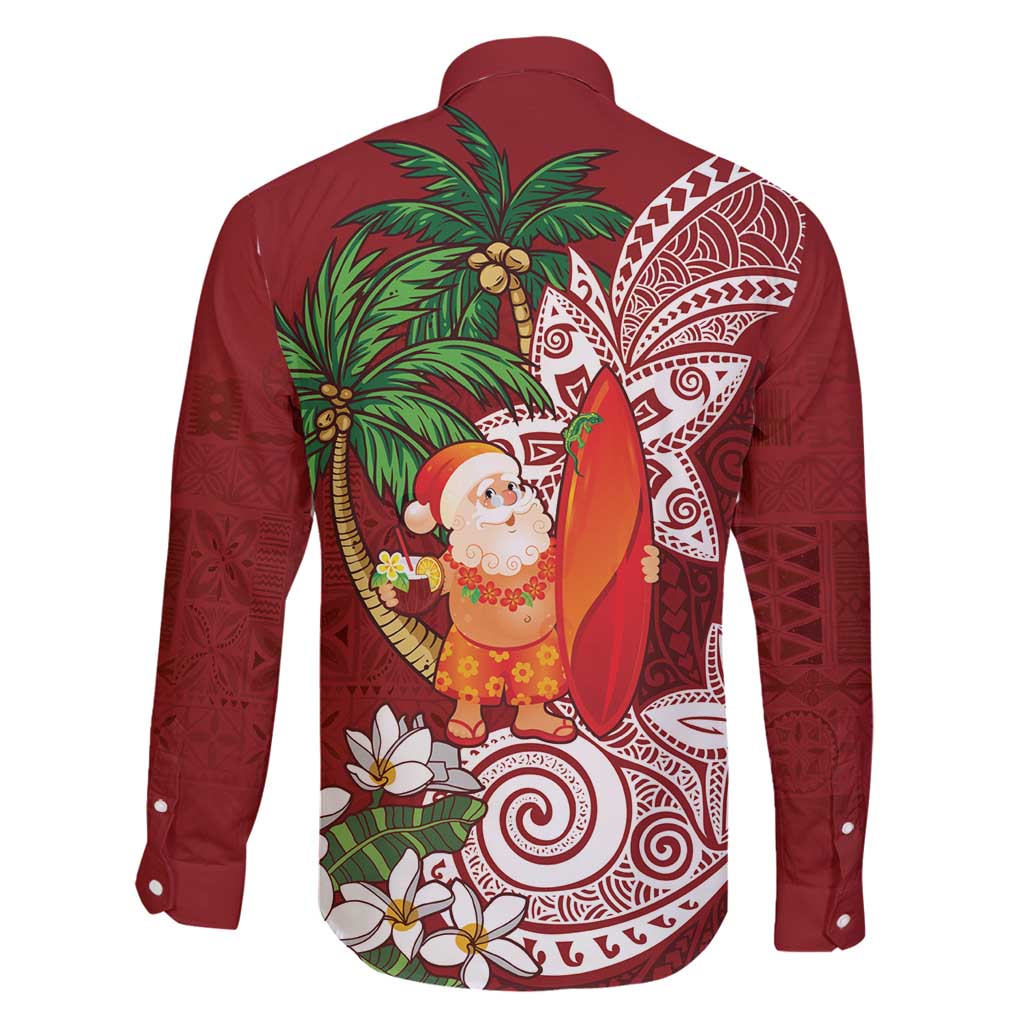 Polynesian Family Matching Puletasi and Hawaiian Shirt Tropical Santa - Plumeria Red Vintage LT7 - Polynesian Pride