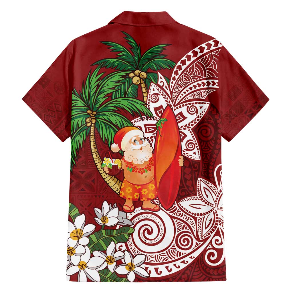 Polynesian Family Matching Tank Maxi Dress and Hawaiian Shirt Tropical Santa - Plumeria Red Vintage LT7 - Polynesian Pride