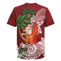 Polynesian Rugby Jersey Tropical Santa - Plumeria Red Vintage LT7 - Polynesian Pride