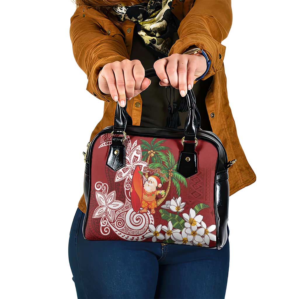 Polynesian Shoulder Handbag Tropical Santa - Plumeria Red Vintage LT7 One Size Red - Polynesian Pride