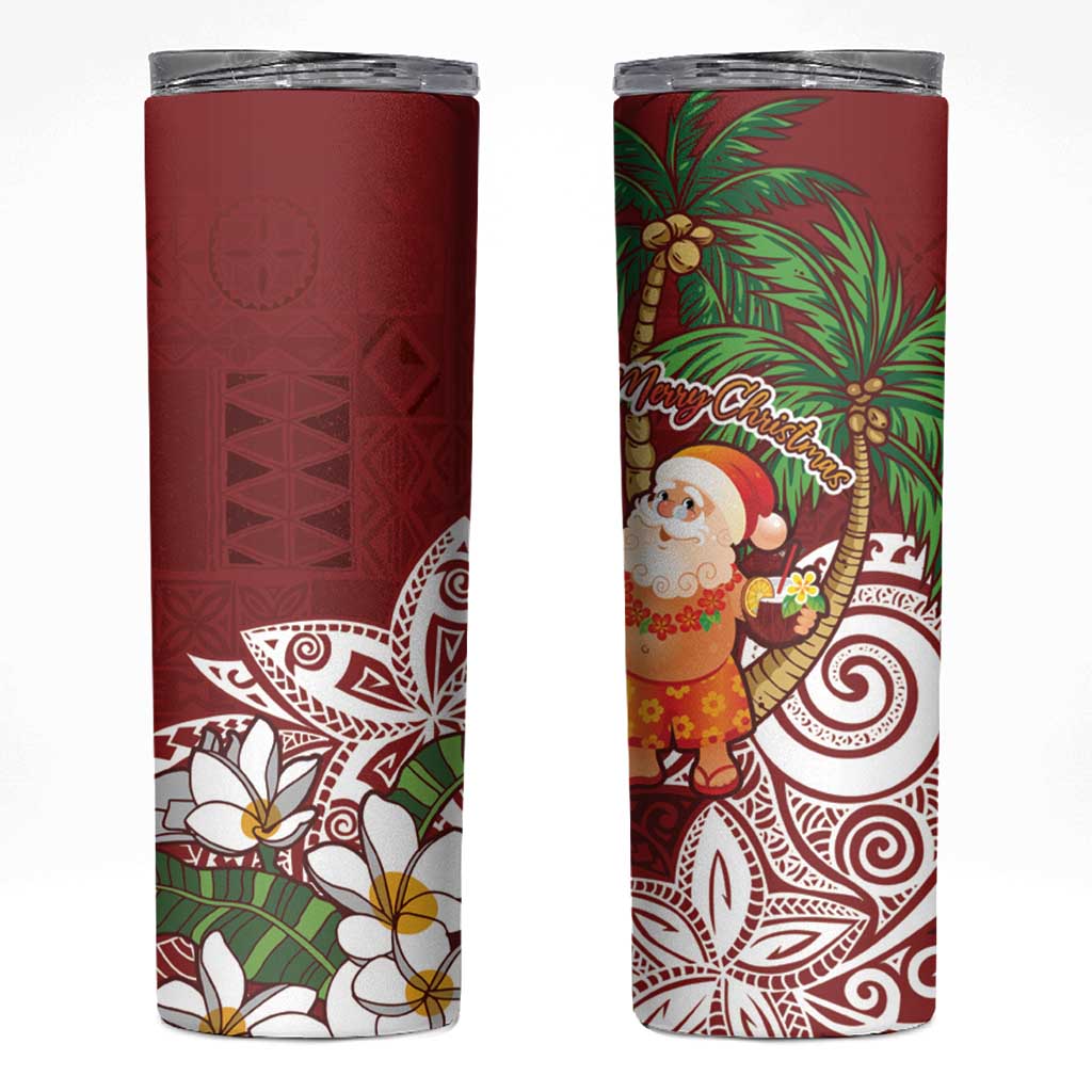 Polynesian Skinny Tumbler Tropical Santa - Plumeria Red Vintage LT7 Red - Polynesian Pride