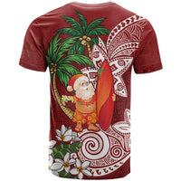 Polynesian T Shirt Tropical Santa - Plumeria Red Vintage