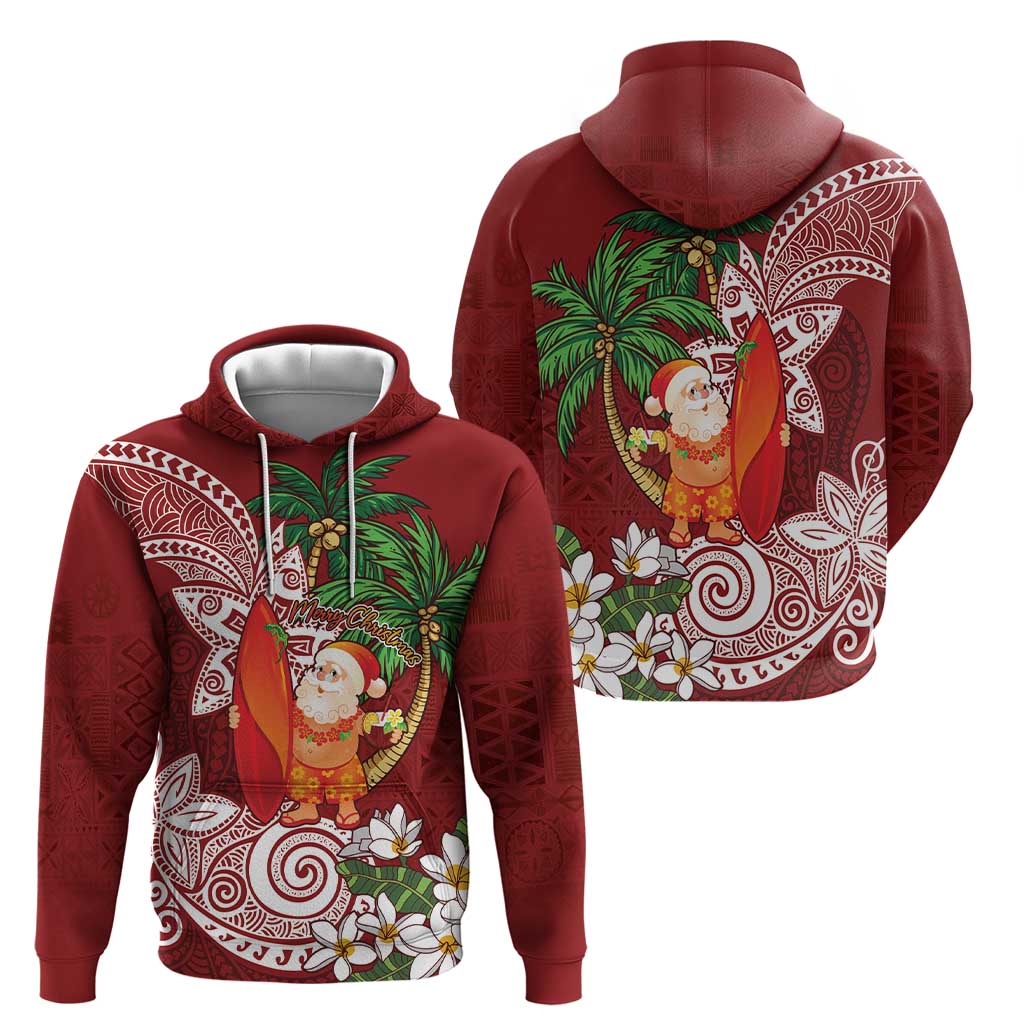 Polynesian Zip Hoodie Tropical Santa - Plumeria Red Vintage LT7 - Polynesian Pride