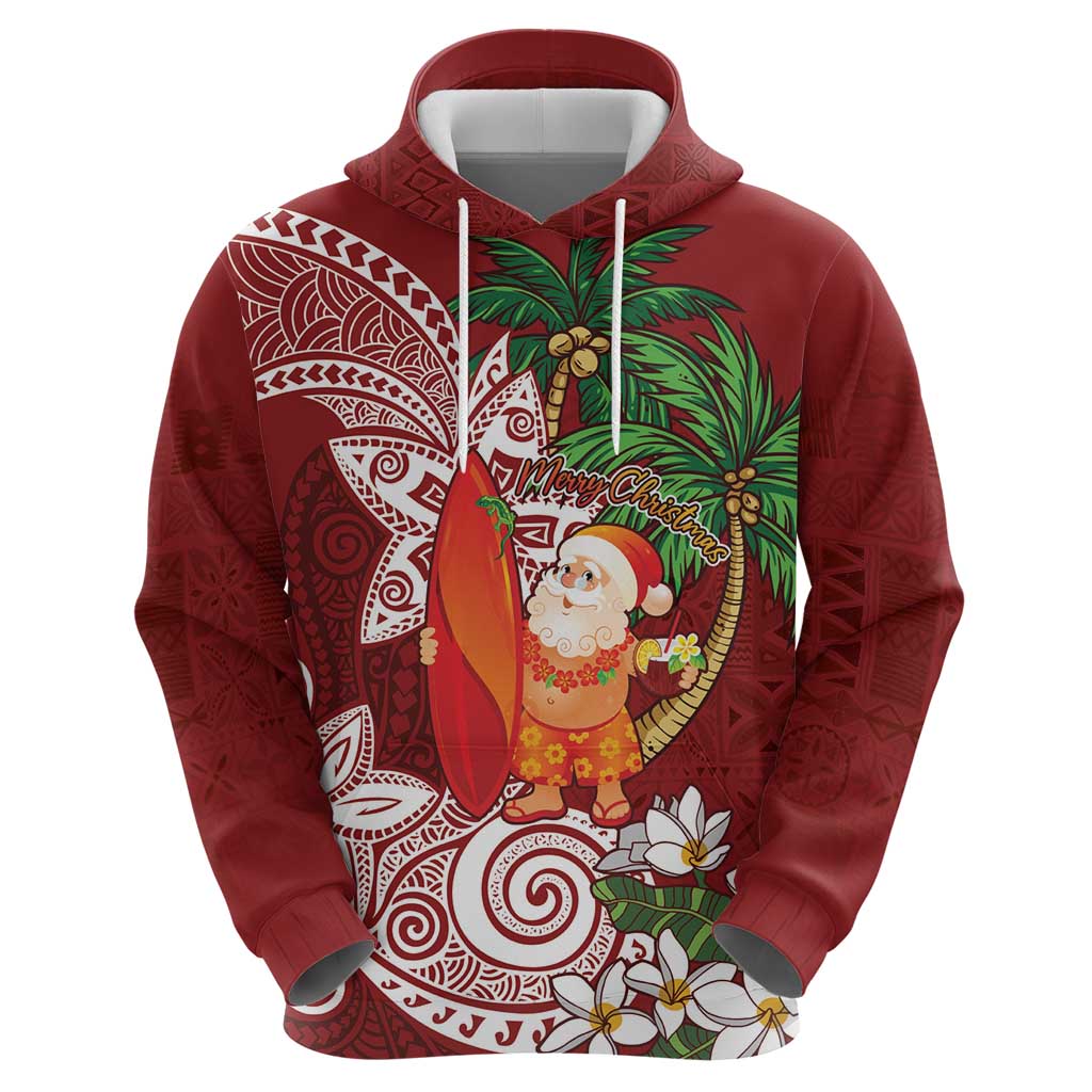 Polynesian Zip Hoodie Tropical Santa - Plumeria Red Vintage LT7 - Polynesian Pride