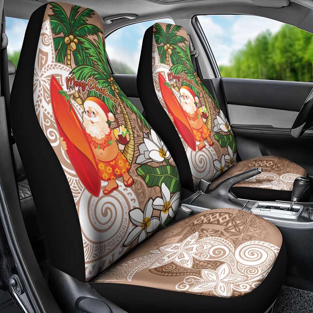 Polynesian Car Seat Cover Tropical Santa - Plumeria Beige Vintage LT7 - Polynesian Pride